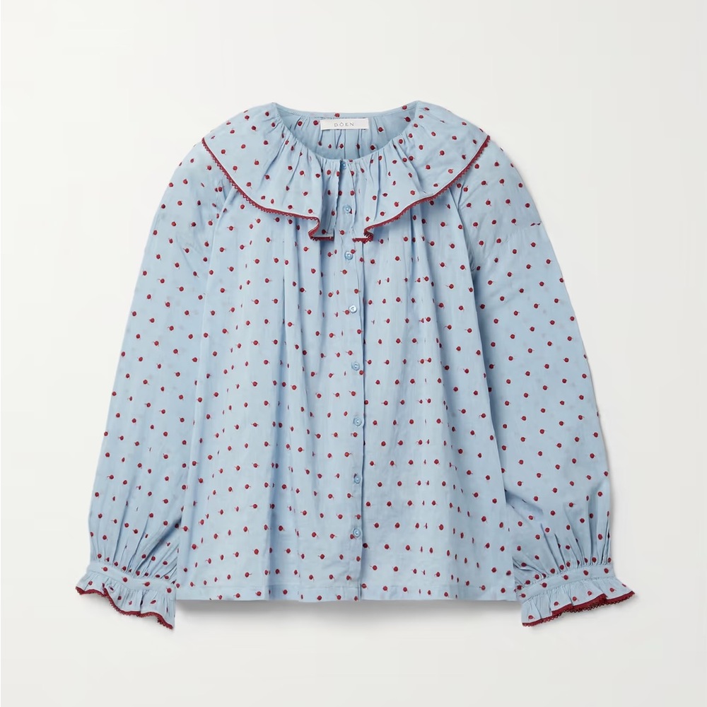 DÔEN Jemma Swiss-dot 100% organic cotton-voile blouse XXL